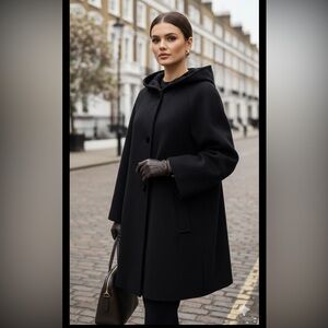 Vtg ALBERT NIPON princess cut cloak coat with a velvet lined hood Fairy Grunge